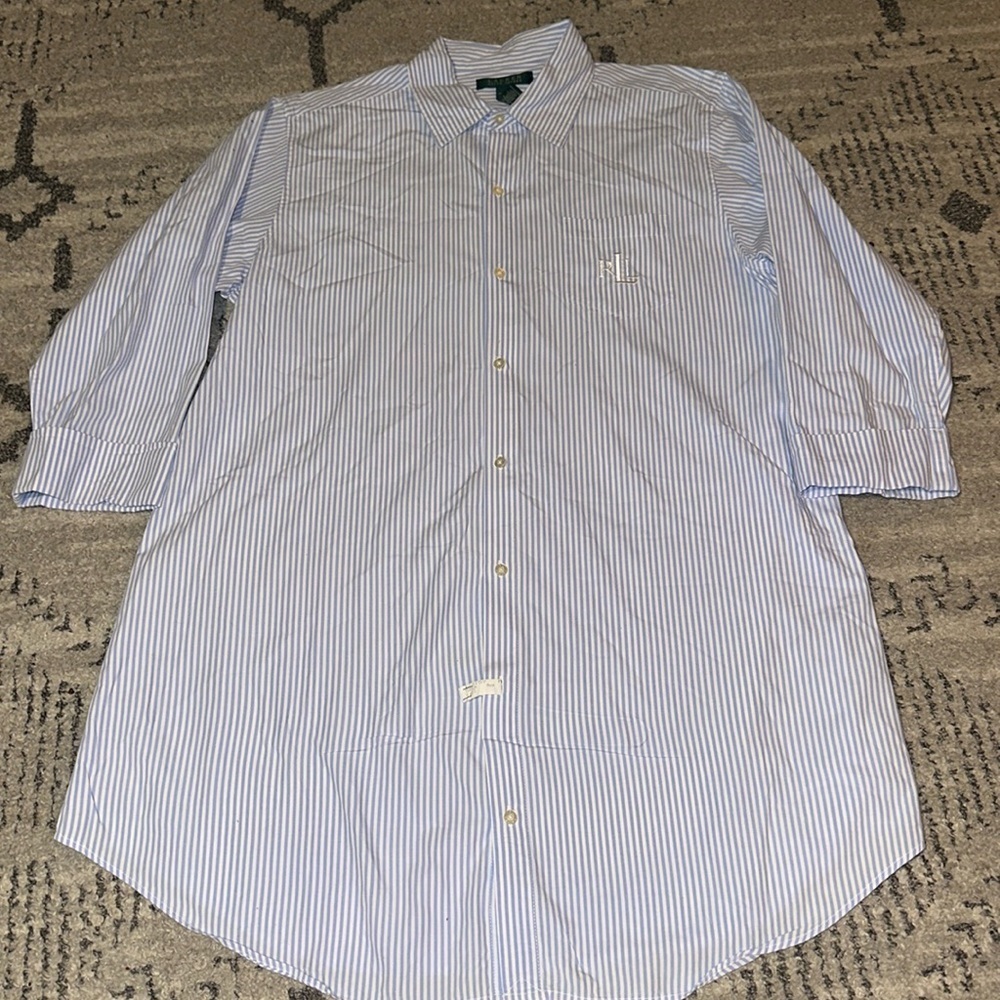Lauren Ralph Lauren‎ Striped Tunic/Dress with Embroidered RLL on pocket size L